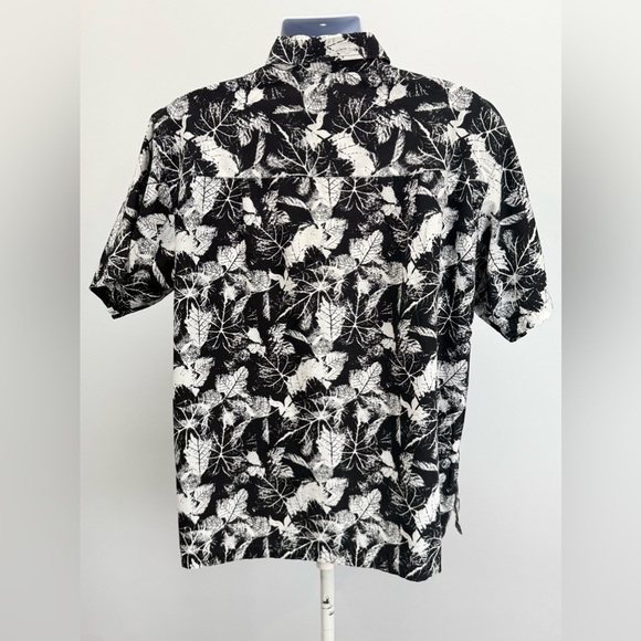 LUKA PANDORA Black and White leaf print Casual Button Down Shirt size L - Picture 4 of 12